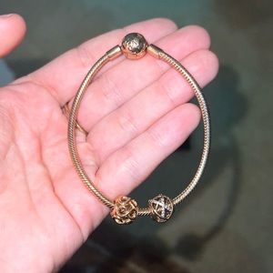 Rose Gold Pandora bracelet + two charms!!💗